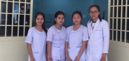 Nursing instructors visits students during clinical visit at the Phnom Penh referral hospital