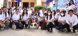 Providing health education on appropriate hand hygiene, and mask wearing to orphans in Takeo