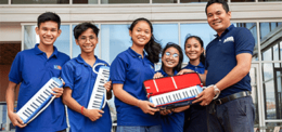Student Support Unit donates 37 muscial instruments to Cambodian Children’s Fund Orphanage